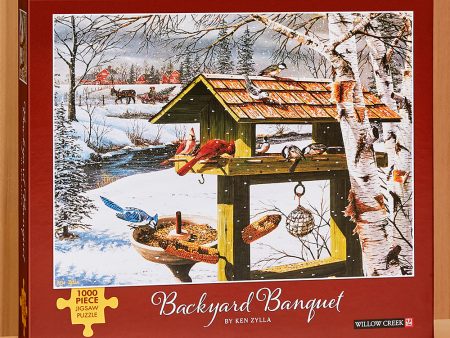 Willow Creek Press 1000 Piece Jigsaw Puzzle,  Backyard Banquet  For Sale