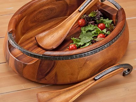 Anvil Wood Salad Bowl and Server Set by Nambé on Sale