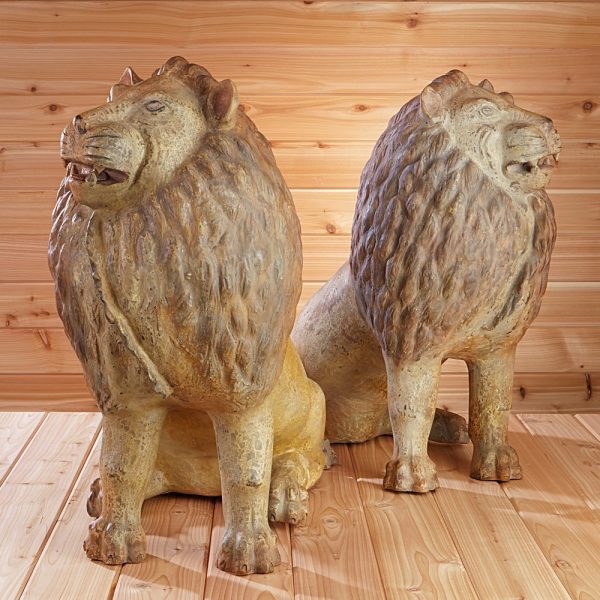 19th Century Painted Terracotta Lion Sale