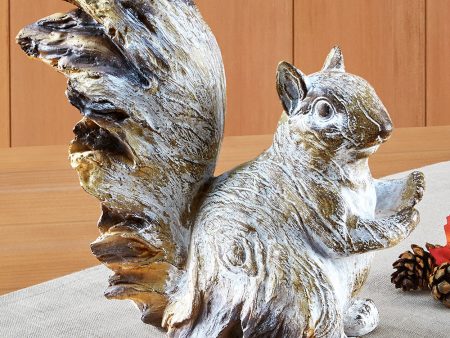 Whitewashed Resin Squirrel Figurines on Sale