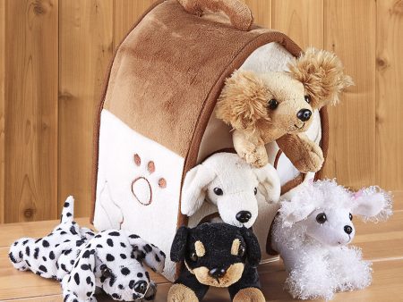 Dog House with Puppy Stuffed Animals, Brown Fashion