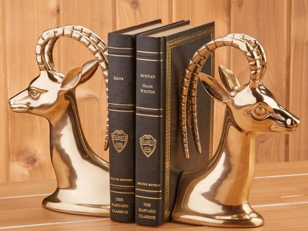 Vintage Brass Gazelle Bookends Cheap