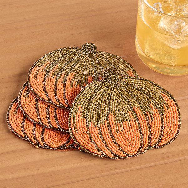 Beaded Pumpkin Coasters, Set of 4 Cheap