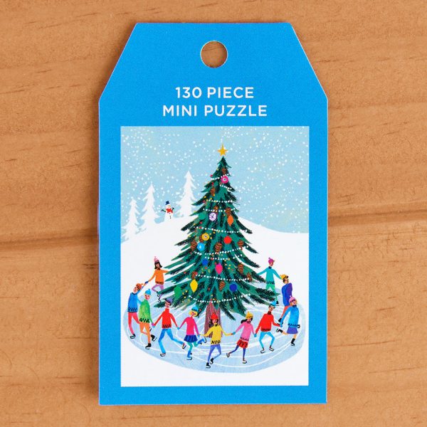 130 Piece Mini Jigsaw Puzzle in Ornament Box, Christmas Tree and Skaters For Cheap