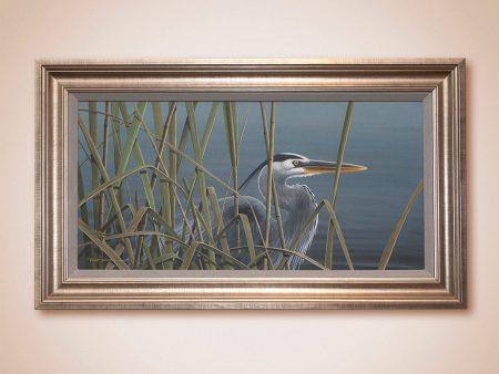 Lake Patrol - Blue Heron  Original Acrylic Painting by David Wenzel Fashion