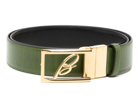 Logo-Buckle Reversible Leather Belt For Discount