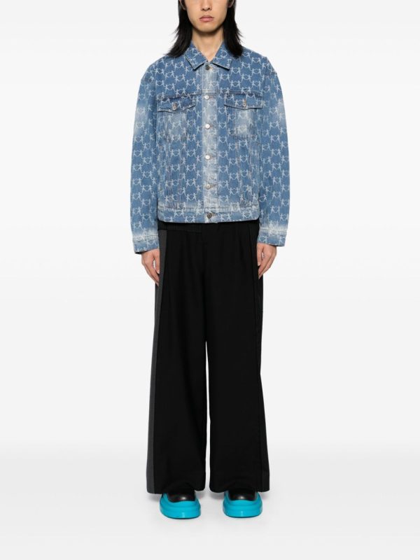 Jacquard-Pattern Denim Jacket Hot on Sale